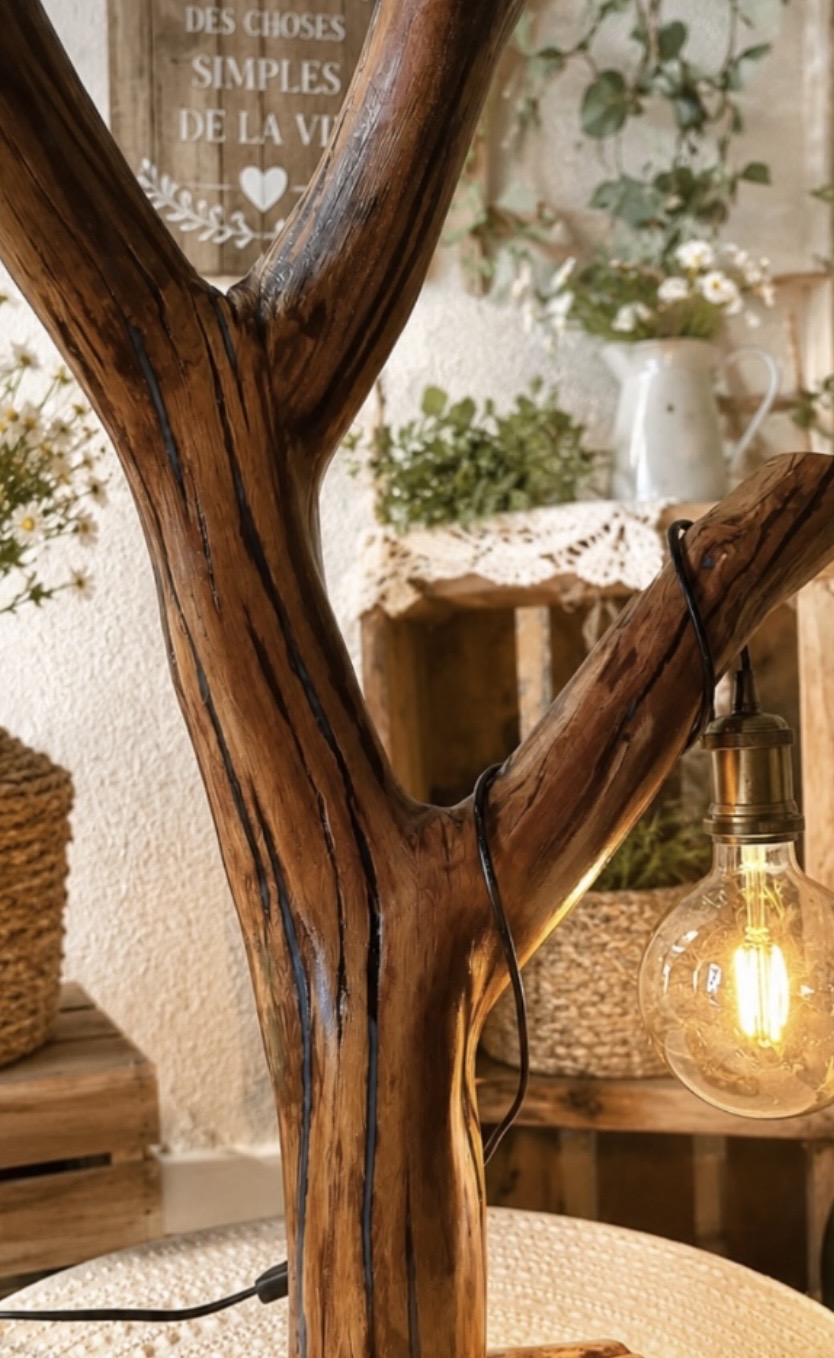 lampe en bois et résine époxy